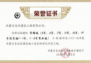 2019年度內(nèi)蒙古自治區(qū)建筑施工安全標準化示范工地